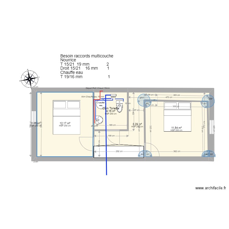 Logis-Sanitaire. Plan de 7 pièces et 67 m2