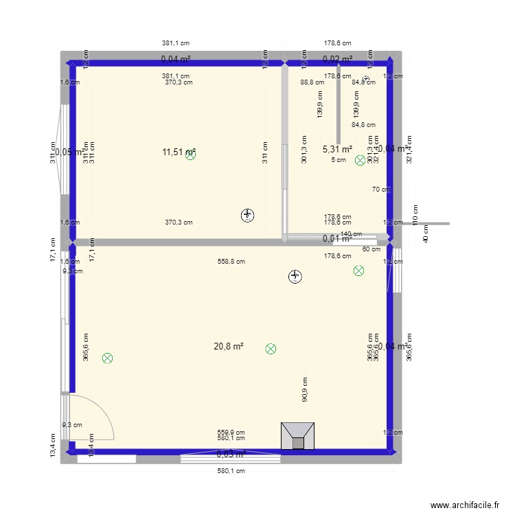 Plan PM 11 nu . Plan de 10 pièces et 38 m2