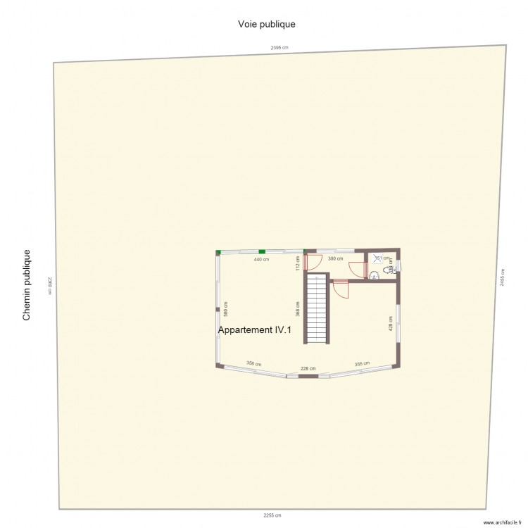 appartements INSS 3eme  etage. Plan de 4 pièces et 609 m2