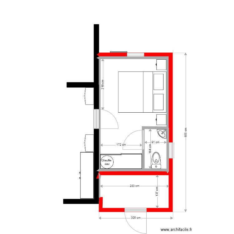 plan1p. Plan de 4 pièces et 12 m2