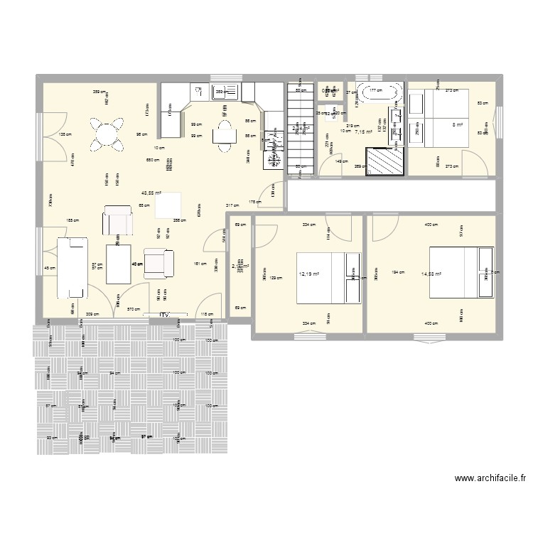 ST SYMPHORIEN Modif 5 avec terrasse. Plan de 8 pièces et 95 m2