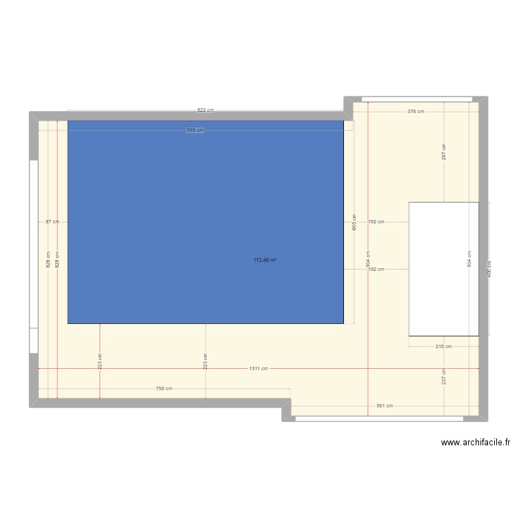 piscine plafond 2024. Plan de 1 pièce et 113 m2