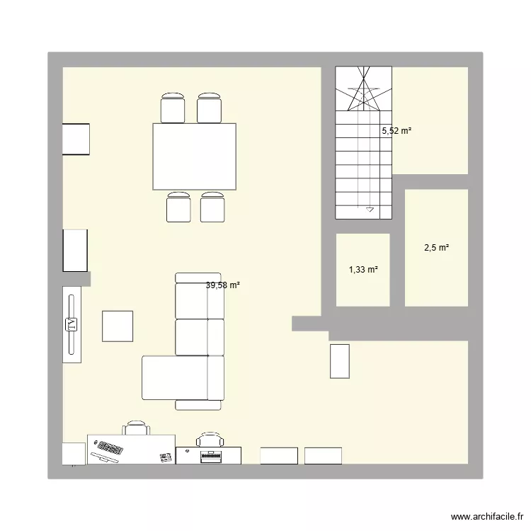 id&eacute;e 1. Plan de 4  et 49 m²