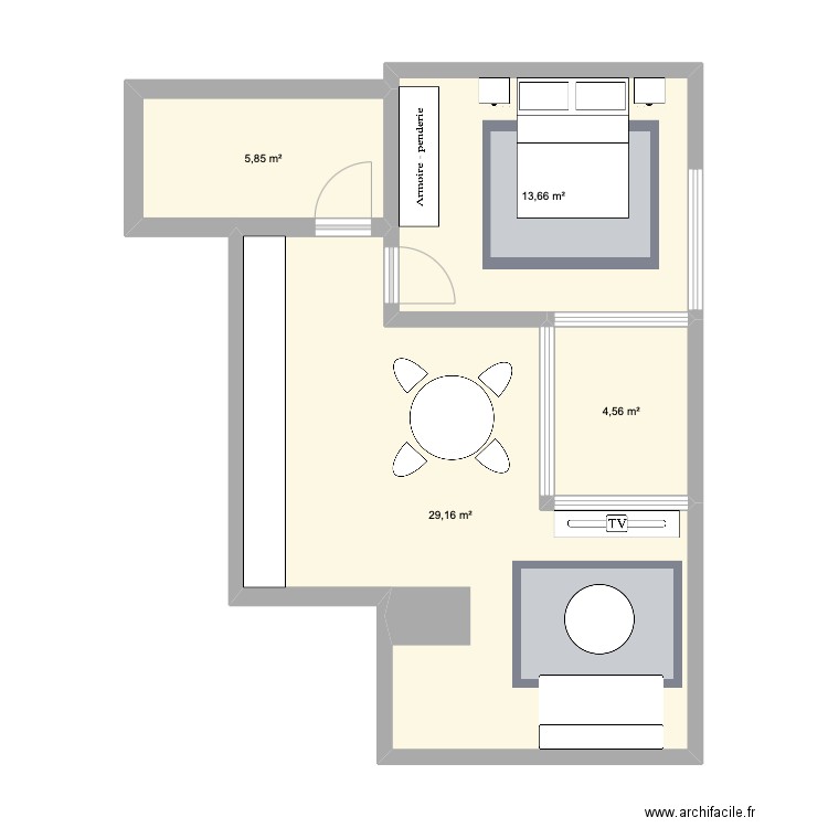 maison. Plan de 4 pièces et 53 m2