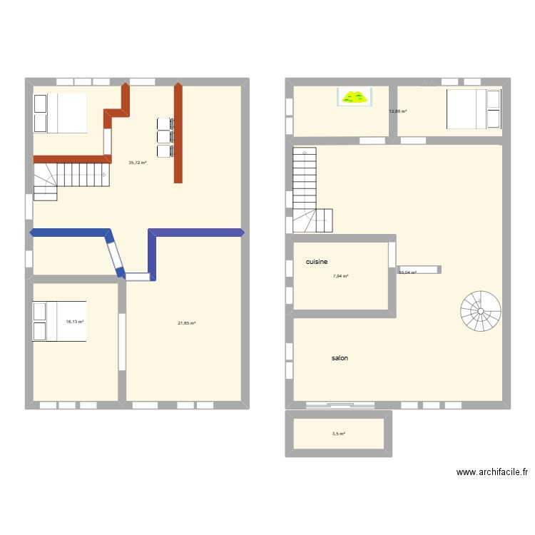 madeleine. Plan de 7 pièces et 153 m2