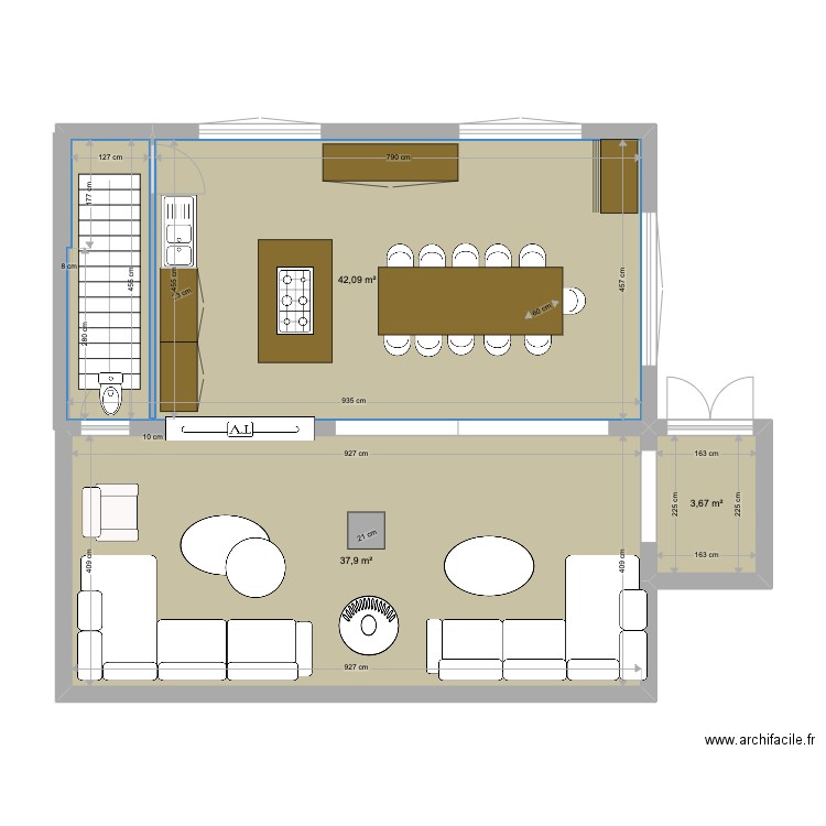REFUGE NEW5 RDC. Plan de 3 pièces et 84 m2