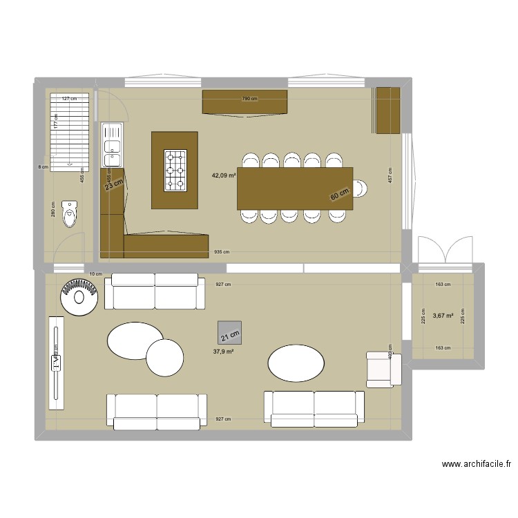 REFUGE NEW5 RDC. Plan de 3 pièces et 84 m2