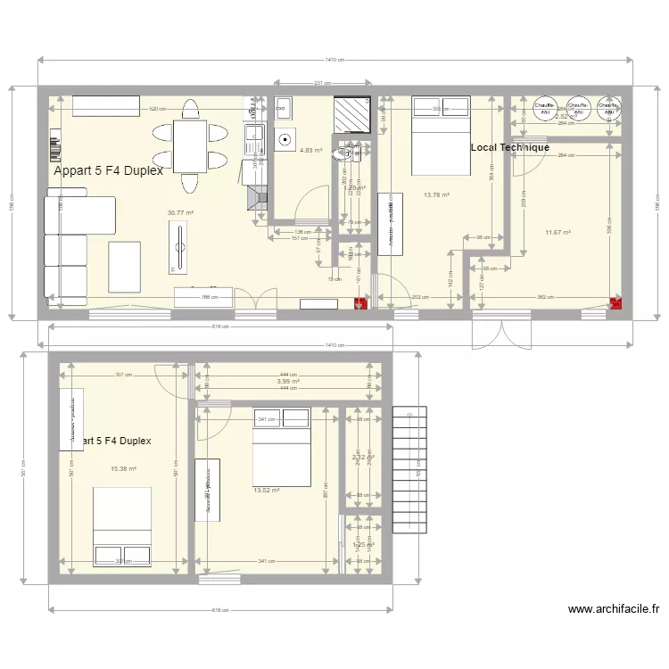 Le moulin 24 juillet 2019 Appart 5 F4 Duplex. Plan de 