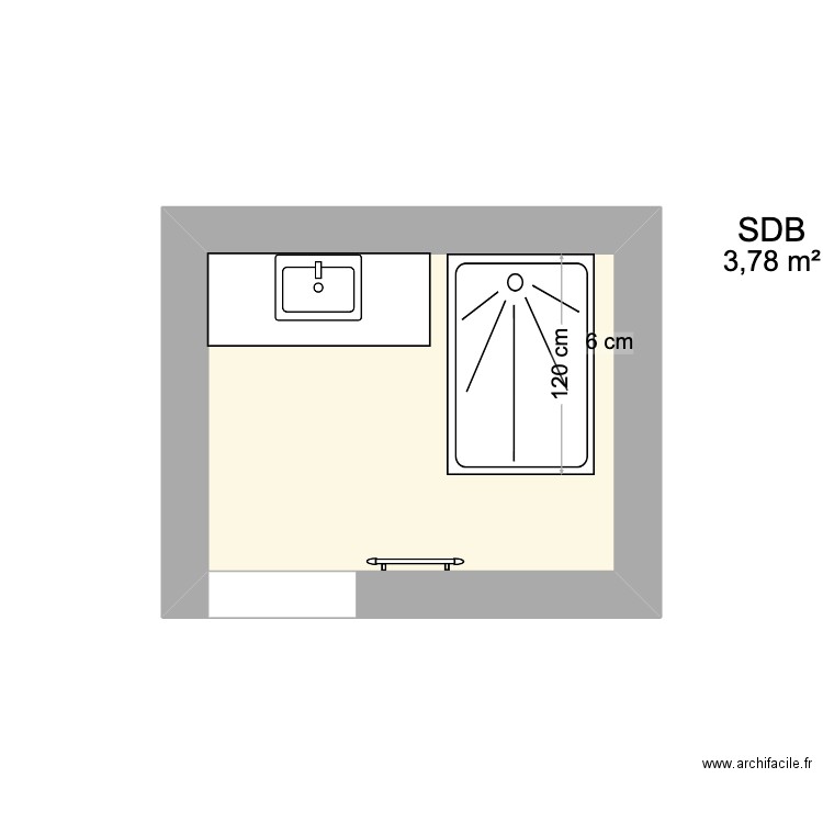 Salle de bain. Plan de 1 pièce et 4 m2