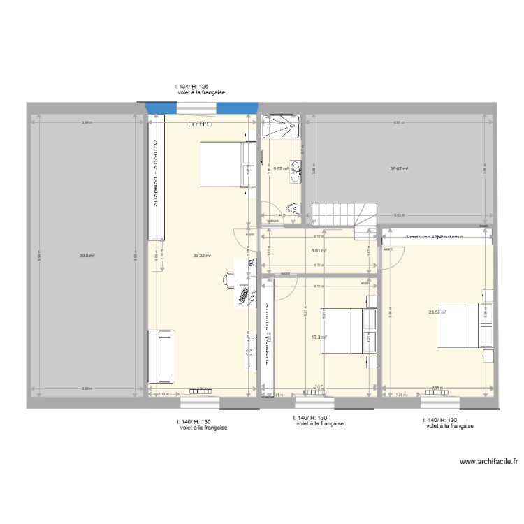 etage final modif esc. Plan de 0 pièce et 0 m2