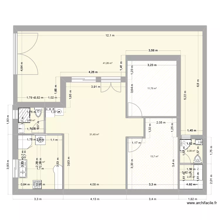 Rez de chaussée. Plan de 8 et 116 m² Rez de chaussée. Plan de 8 et 116 m²
