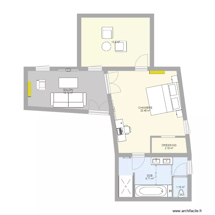 Chambre Ovidiu Petit Salon. Plan de 