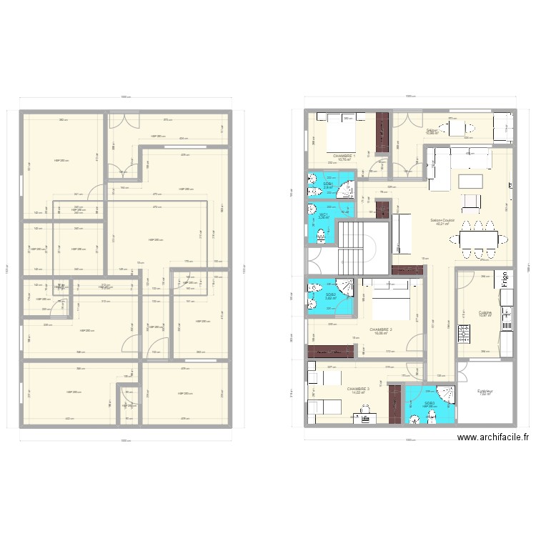 Plan Coto. Plan de 29 pièces et 267 m2