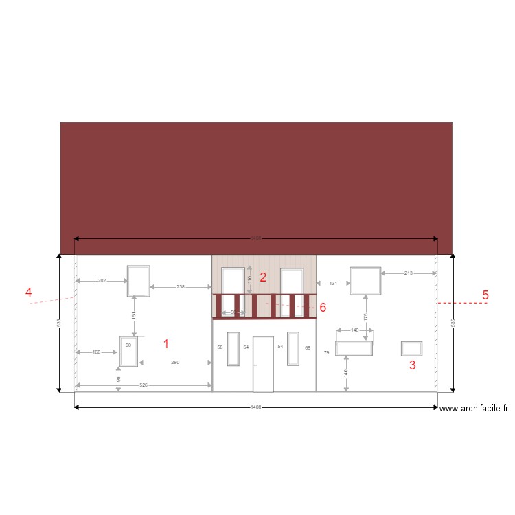 Façade EST. Plan de 0 pièce et 0 m2