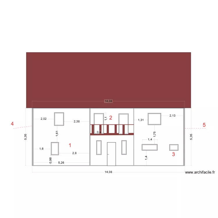 Fa&ccedil;ade EST. Plan de 