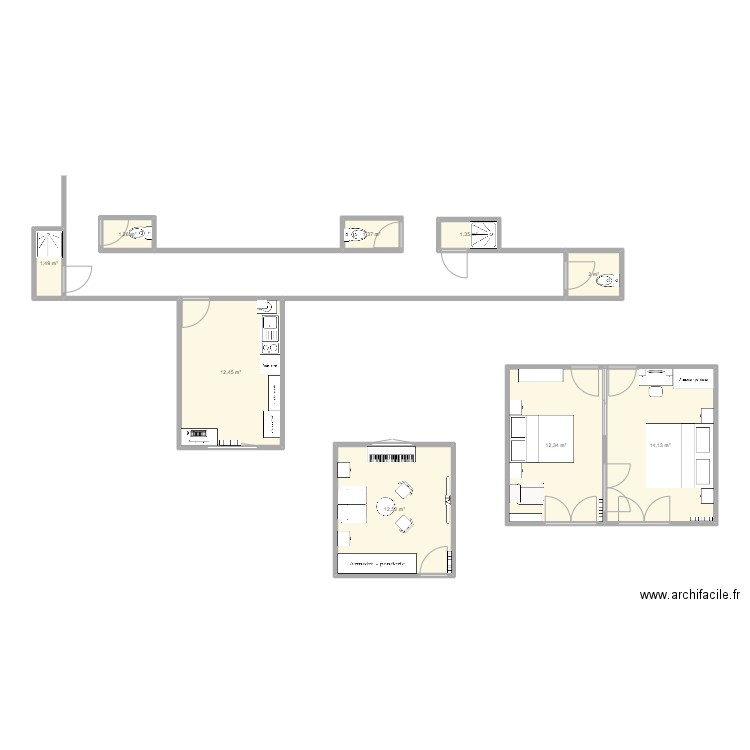 chambres. Plan de 0 pièce et 0 m2