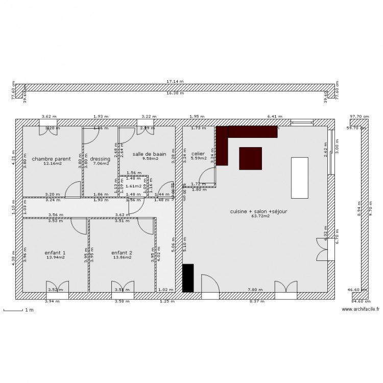 plan avec mesure. Plan de 0 pièce et 0 m2