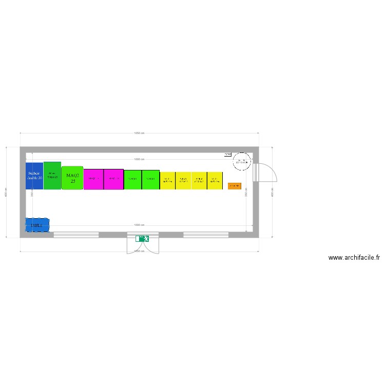 bungalow 10 m. Plan de 1 pièce et 35 m2