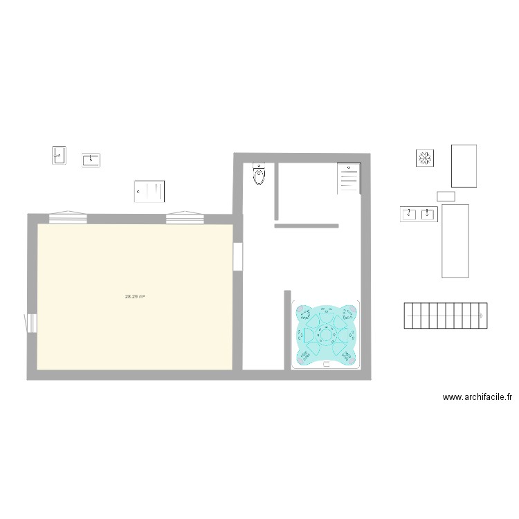 local 3. Plan de 1 pièce et 28 m2