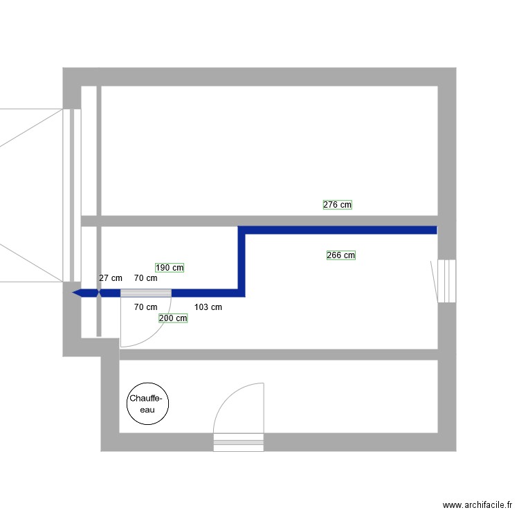 Garage cloison. Plan de 3 pièces et 21 m2