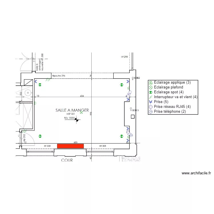 RDC Salle à manger. Plan de RDC Salle à manger. Plan de
