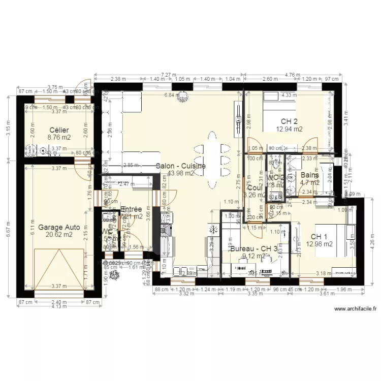 Projet Phil 01 et Int Am&eacute;nag&eacute;s. Plan de 