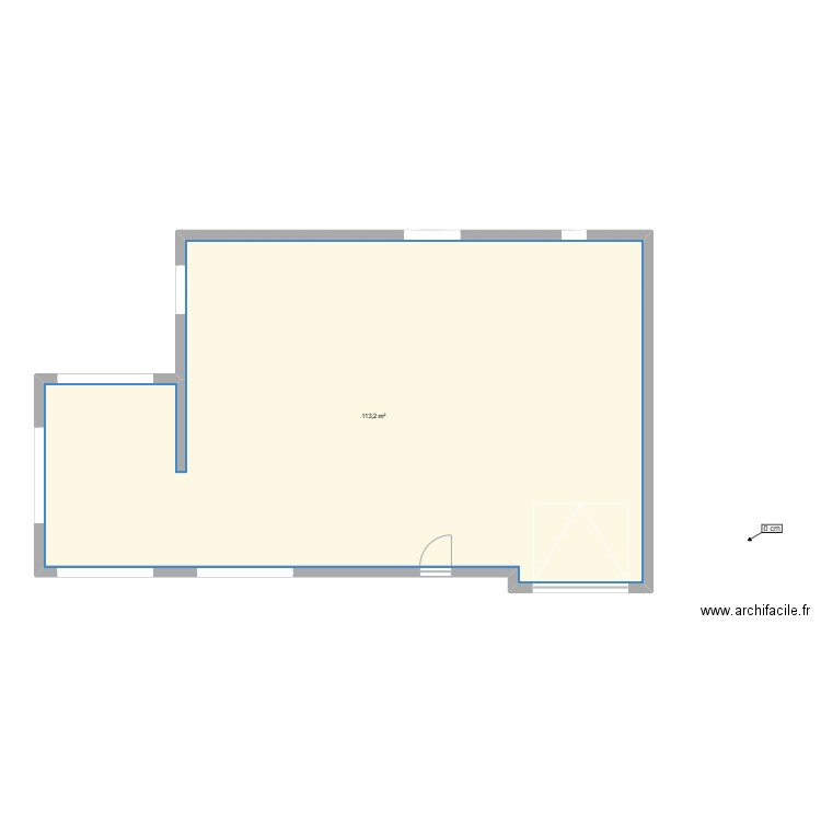 extnsion. Plan de 1 pièce et 113 m2