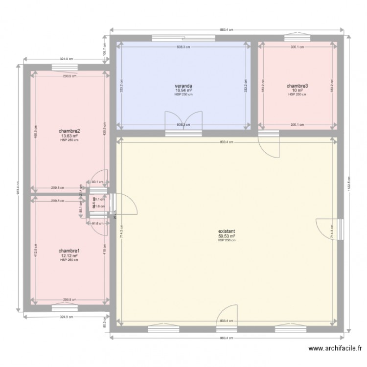 plan de masse 10 07 2017 avec veranda et 3 chambre. Plan de 0 pièce et 0 m2