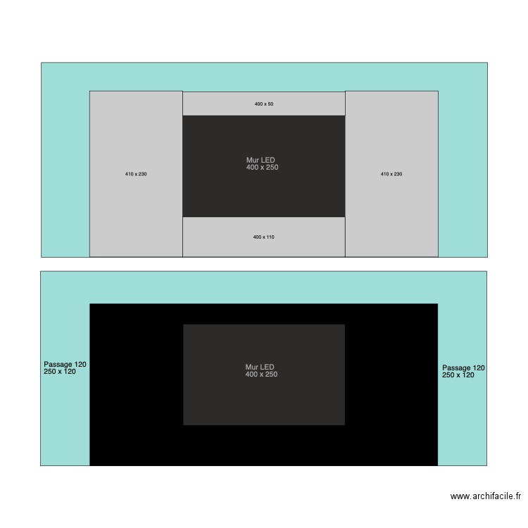 Habillage Mur LED Starling salle Zurich V1. Plan de 0 pièce et 0 m2