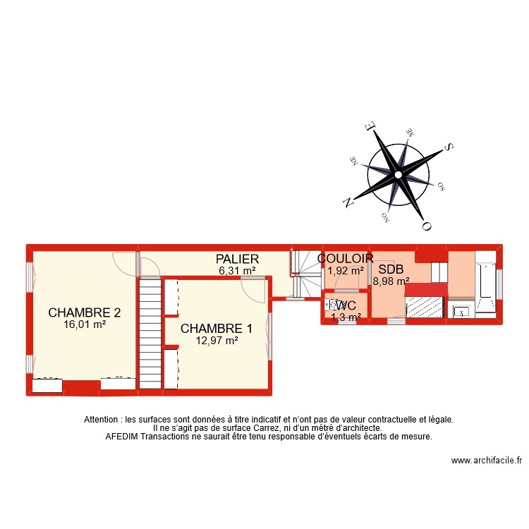 BI 10821 ETAGE 1. Plan de 9 pièces et 51 m2