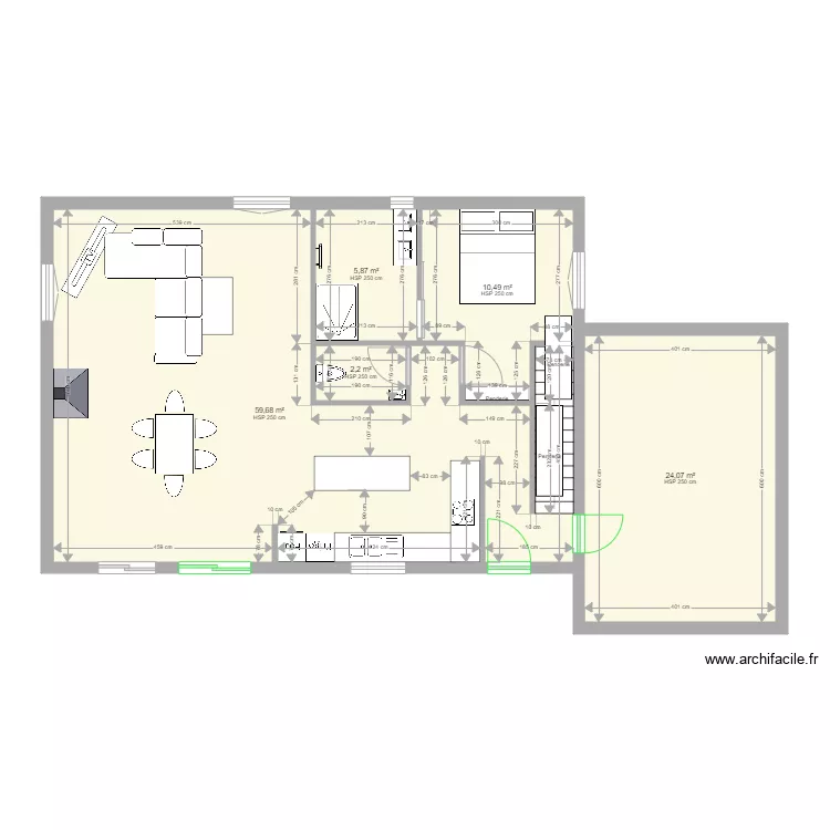 Maison la Roque - apres mesure. Plan de 