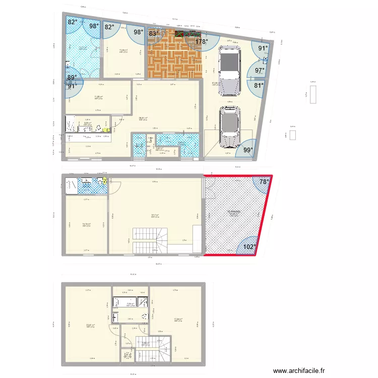 auray RDC et R+1 le 29-07-23 deux places de stationnements. Plan de 