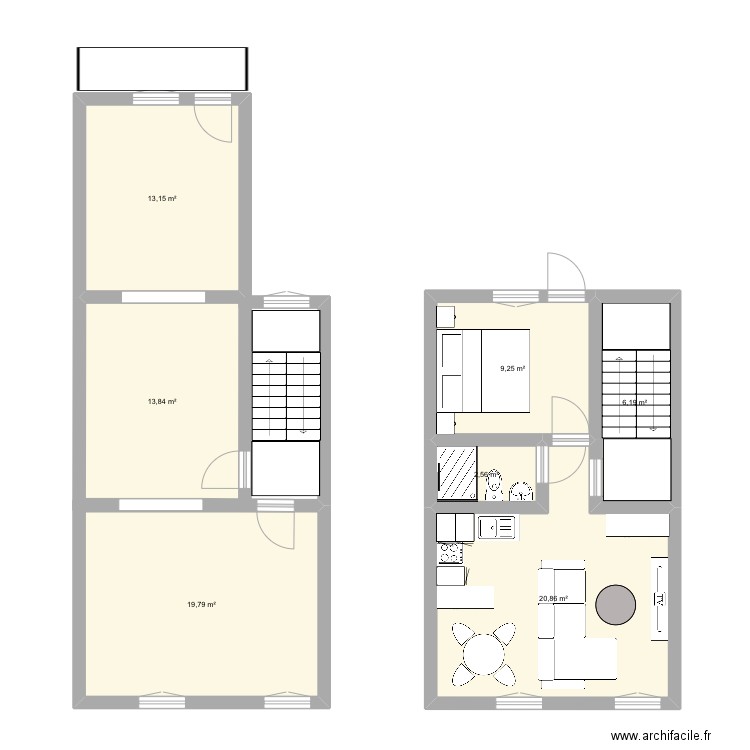 Appt bx 2. Plan de 7 pièces et 86 m2