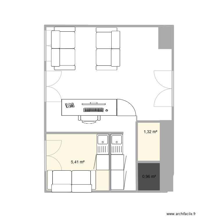 nouveau cabinet. Plan de 3 pièces et 8 m2