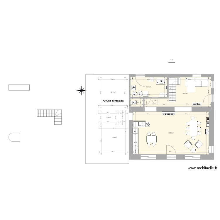 sausseyRDCprojetAurelien V7. Plan de 7 pièces et 104 m2