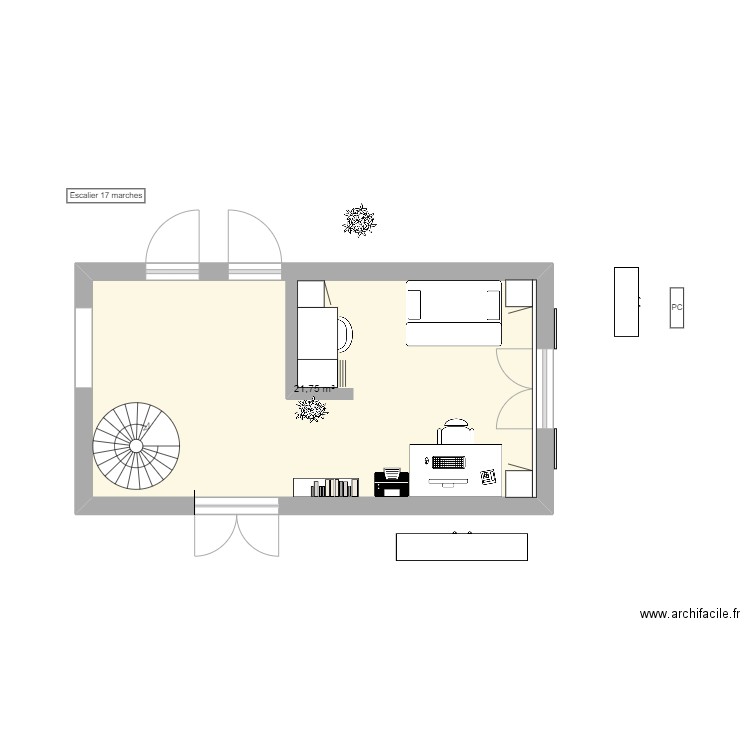 Bureau maison. Plan de 0 pièce et 0 m2