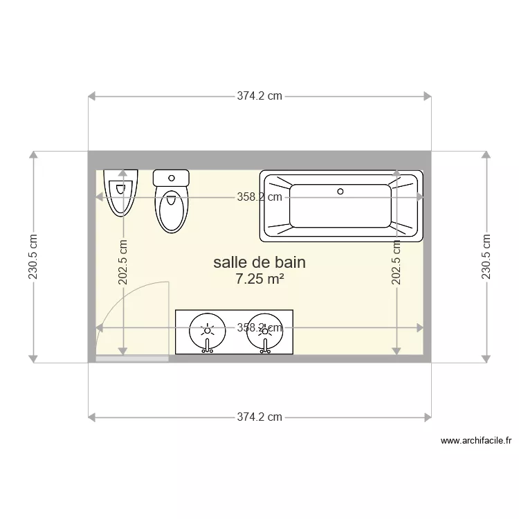 salle de bains. Plan de 
