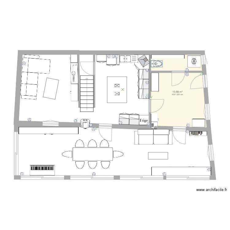 Niveau 1 entré cuisine salon. Plan de 0 pièce et 0 m2