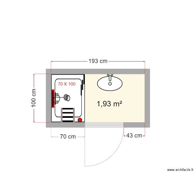 MARTZ plan projeté. Plan de 1 pièce et 2 m2