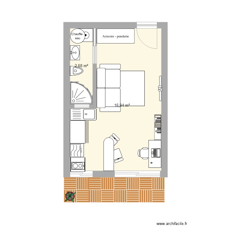 studio. Plan de 0 pièce et 0 m2