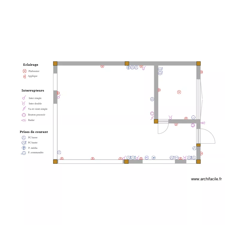 Penderie salon. Plan de 