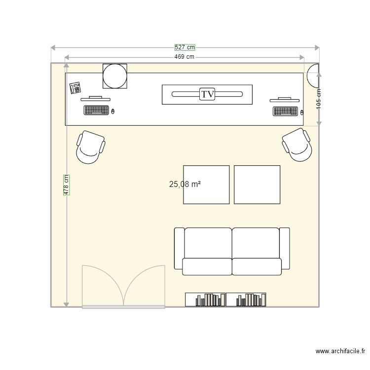 Bureau jérôme. Plan de 1 pièce et 25 m2