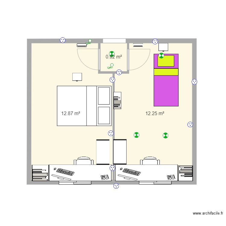 Extension. Plan de 3 pièces et 26 m2