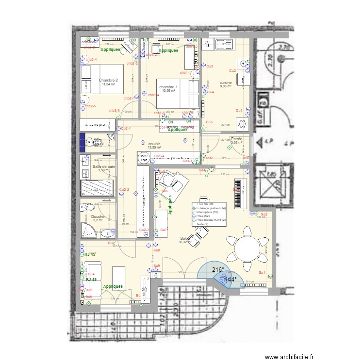 8 Chateaudun v12. Plan de 9 pièces et 95 m2