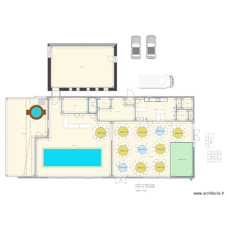 QUATRE PLUMES PLAN DE TABLE Jimmy 115p ronde. Plan de 0 pièce et 0 m2