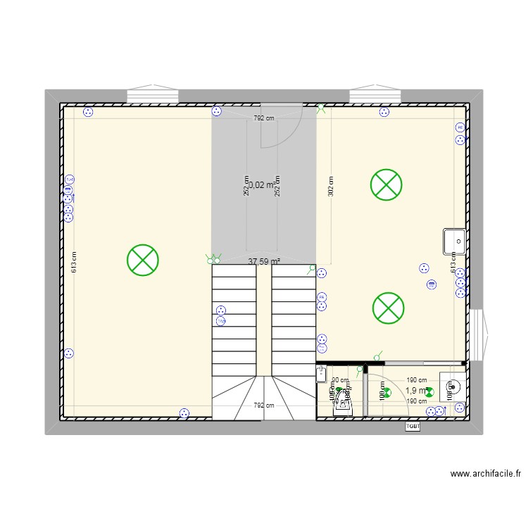 plan maison 1. Plan de 3 pièces et 44 m2