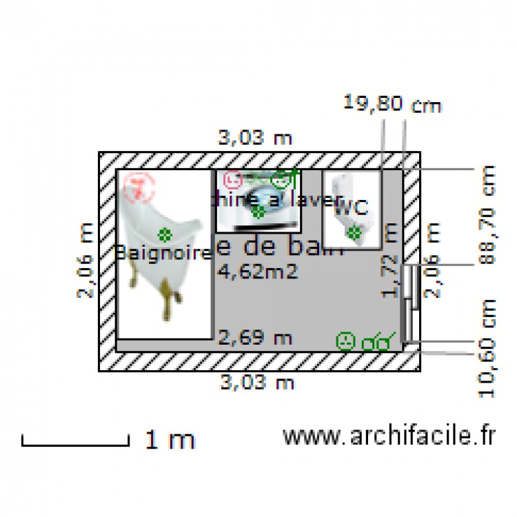 salle de bain rdc Maison gauche coutiches 59. Plan de 0 pièce et 0 m2