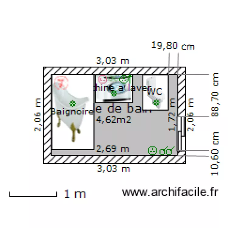 salle de bain rdc Maison gauche coutiches 59. Plan de 