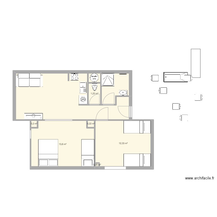 La Cabouste. Plan de 8 pièces et 51 m2