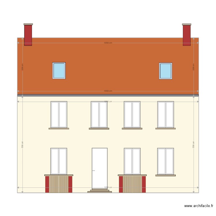 plan de façade sud après 2. Plan de 0 pièce et 0 m2